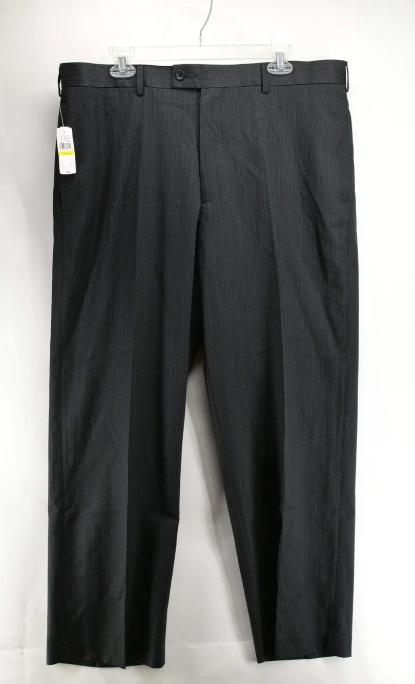 NWT Van Heusen Dress Pants Men 38x29 Gray Pinstripe Flat Front Wrinkle Resistant